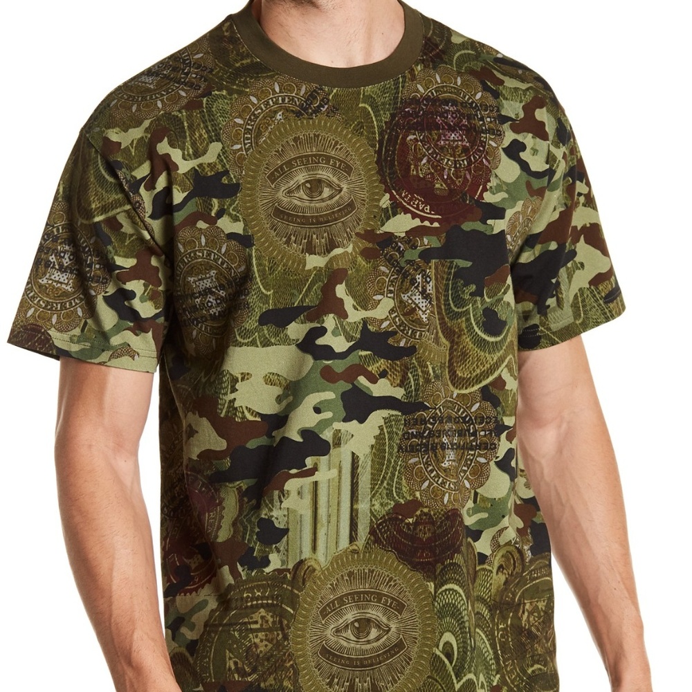 NWT GIVENCHY Paris Camo Money Printed T-Shirt